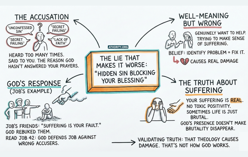 Infographic debunking the belief that hidden sin blocks blessings.